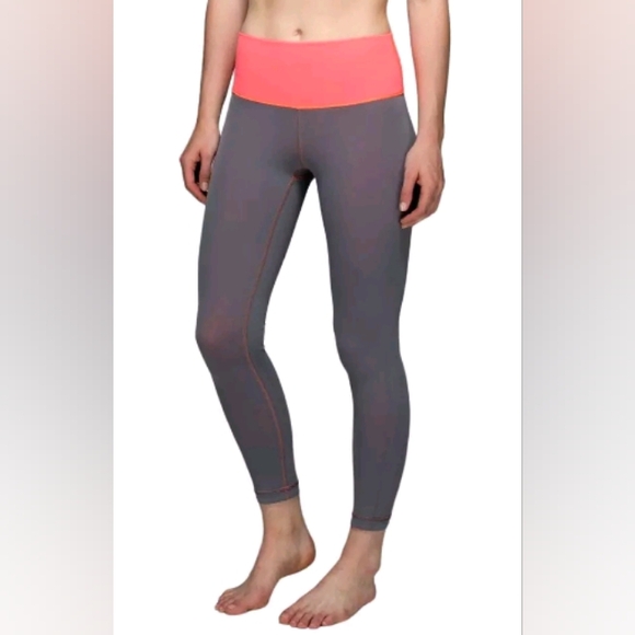 lululemon athletica Other - Lululemon Pink Gray High Times Pant Reversible 7/8 Leggings Yoga Workout 0